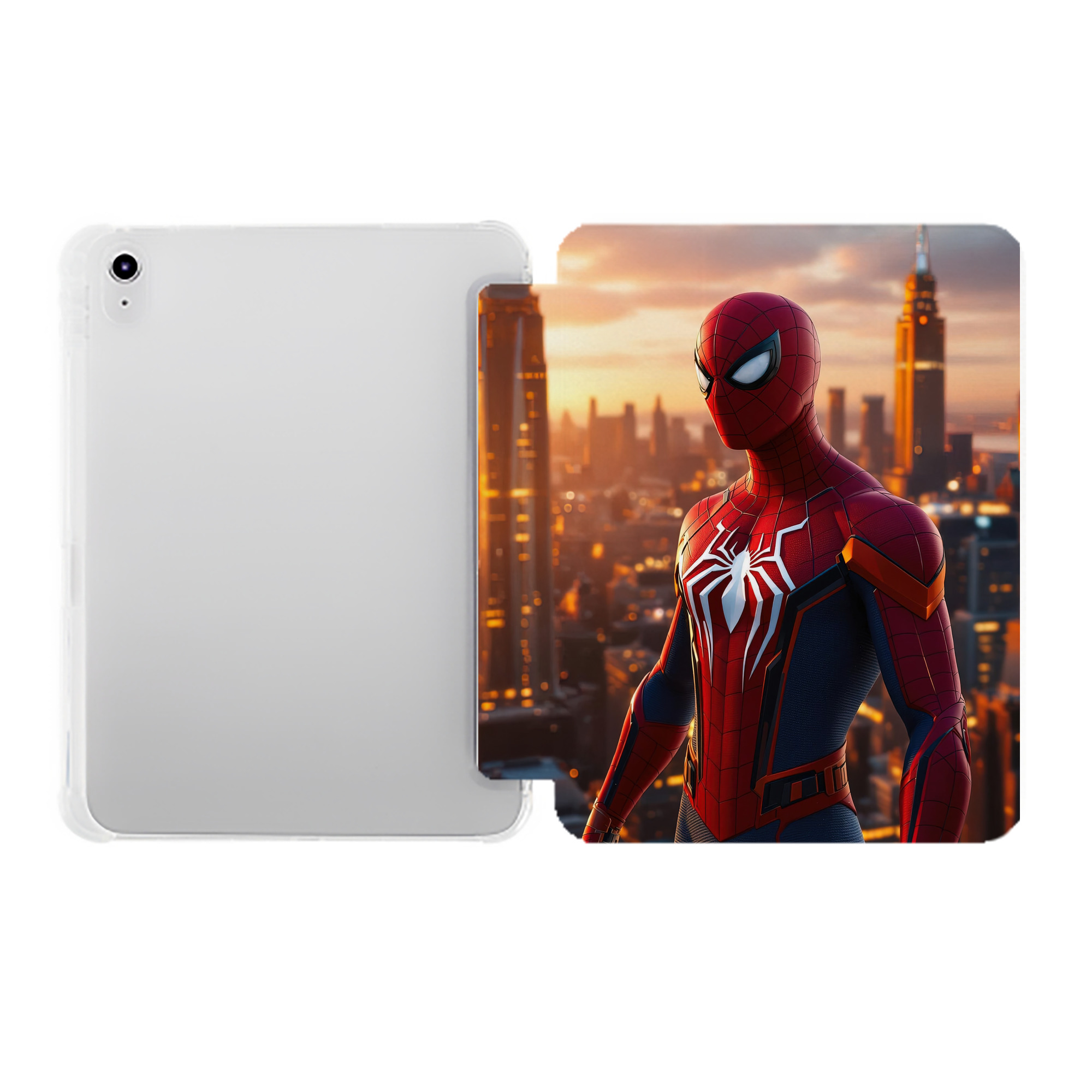 （画像用） Spider Man スパイダーマン IPad ケース ペン収納付き 三つ折りスタンド PUレザー×シリコン 対応機種9.5/10.5/10.9インチ